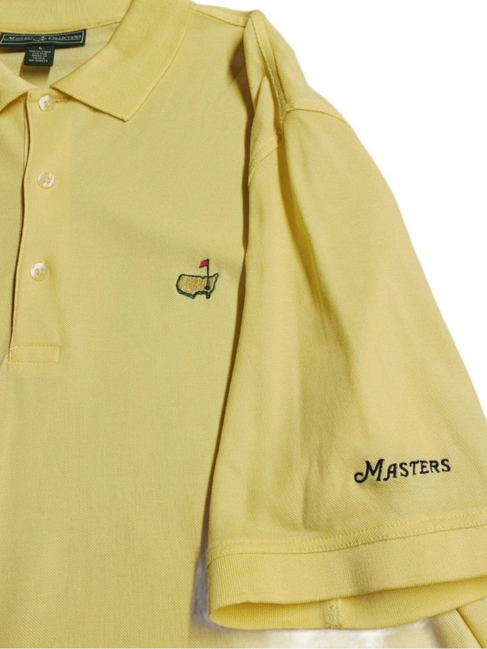 VINTAGE Masters Collection Golf Polo Large Yellow 100% Pima Cotton